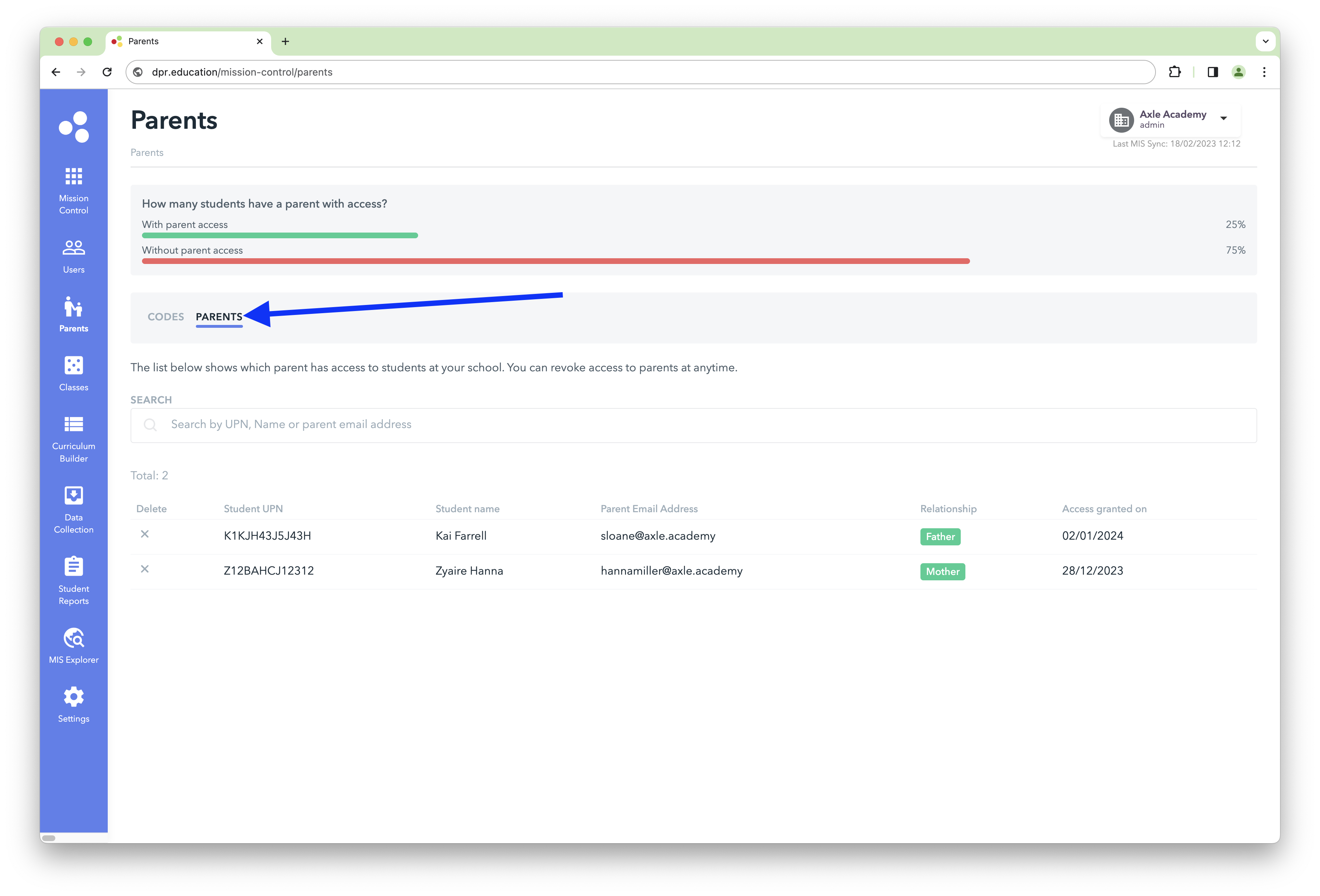 3. Managing parental access Axle Education